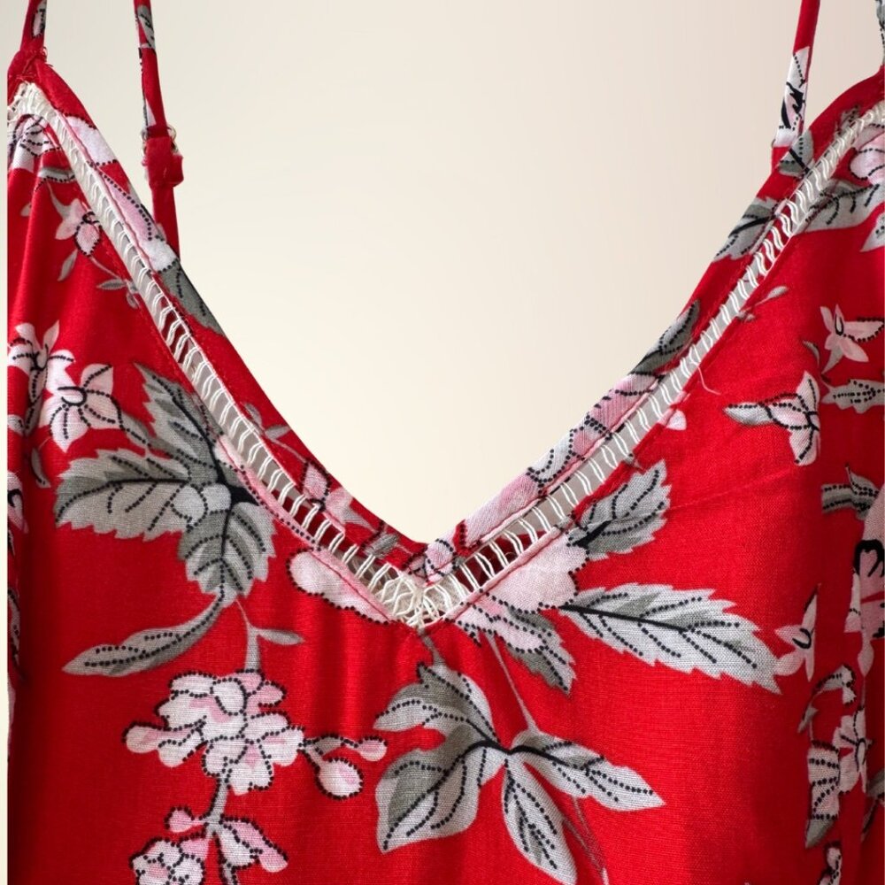 Lulus Esperanza Red Floral Print Midi Dress - Size S